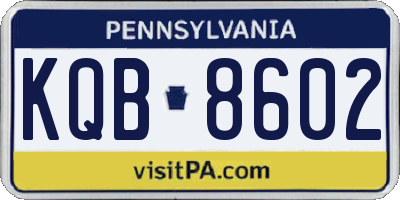 PA license plate KQB8602