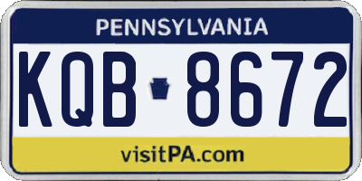 PA license plate KQB8672