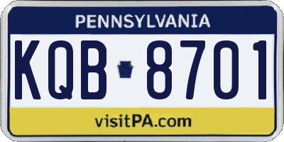 PA license plate KQB8701