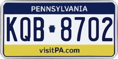 PA license plate KQB8702
