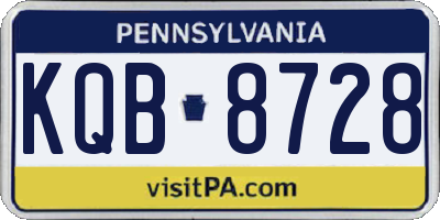 PA license plate KQB8728