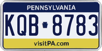 PA license plate KQB8783