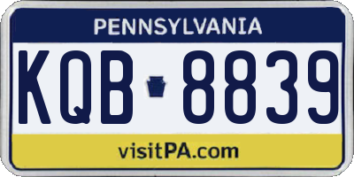 PA license plate KQB8839