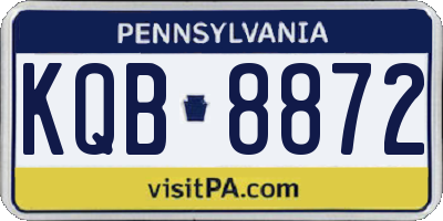 PA license plate KQB8872