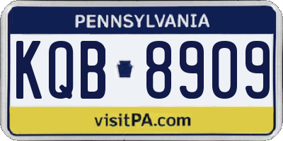 PA license plate KQB8909