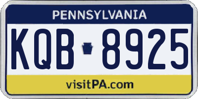 PA license plate KQB8925