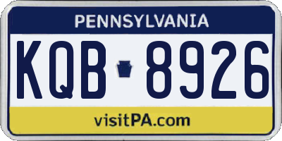 PA license plate KQB8926