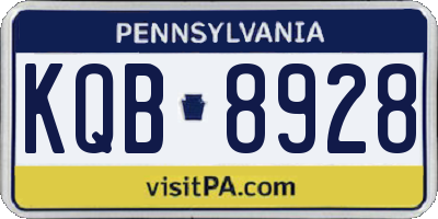 PA license plate KQB8928