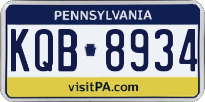 PA license plate KQB8934