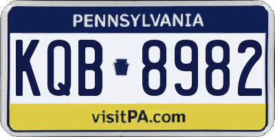 PA license plate KQB8982