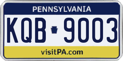 PA license plate KQB9003