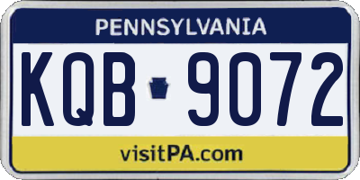 PA license plate KQB9072
