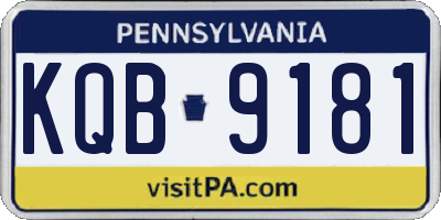 PA license plate KQB9181