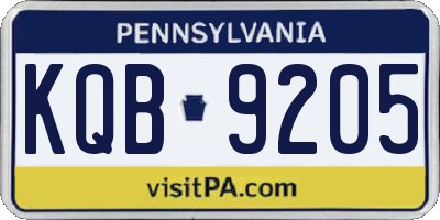 PA license plate KQB9205