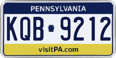 PA license plate KQB9212
