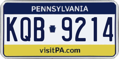PA license plate KQB9214