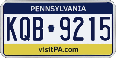 PA license plate KQB9215