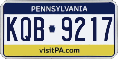 PA license plate KQB9217