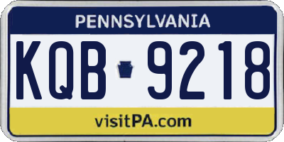 PA license plate KQB9218