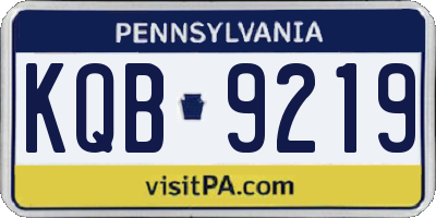 PA license plate KQB9219
