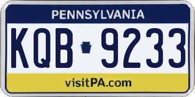 PA license plate KQB9233
