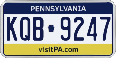 PA license plate KQB9247