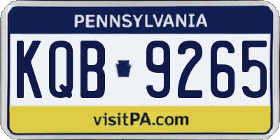 PA license plate KQB9265