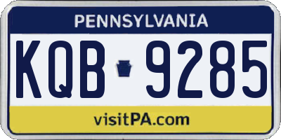 PA license plate KQB9285
