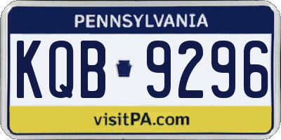 PA license plate KQB9296