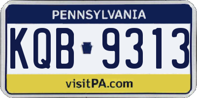 PA license plate KQB9313