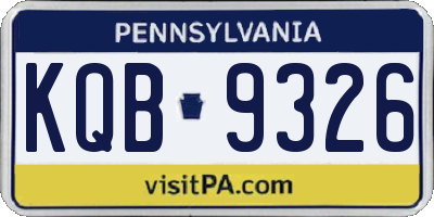 PA license plate KQB9326