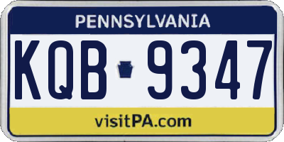 PA license plate KQB9347