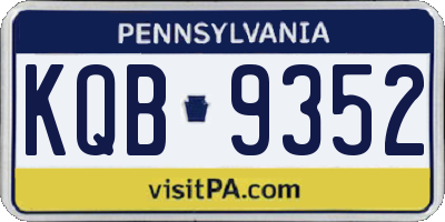 PA license plate KQB9352