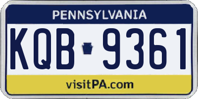 PA license plate KQB9361