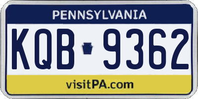 PA license plate KQB9362