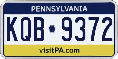 PA license plate KQB9372