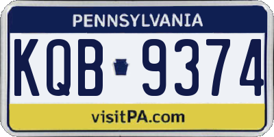 PA license plate KQB9374