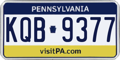 PA license plate KQB9377