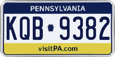 PA license plate KQB9382