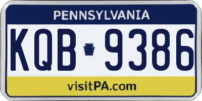 PA license plate KQB9386