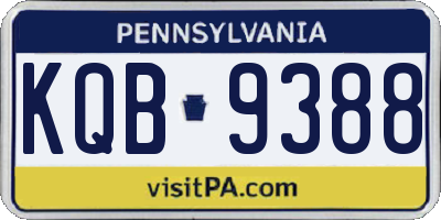 PA license plate KQB9388