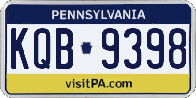 PA license plate KQB9398