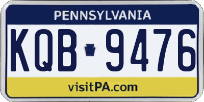 PA license plate KQB9476