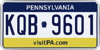 PA license plate KQB9601
