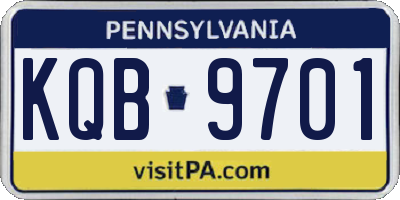 PA license plate KQB9701