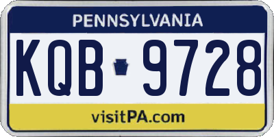 PA license plate KQB9728