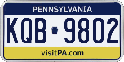 PA license plate KQB9802