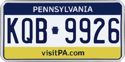 PA license plate KQB9926