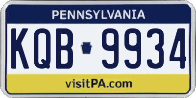 PA license plate KQB9934