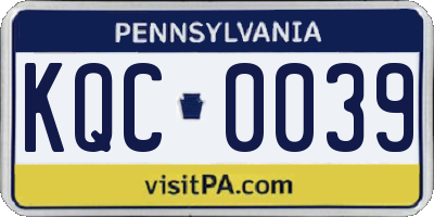 PA license plate KQC0039